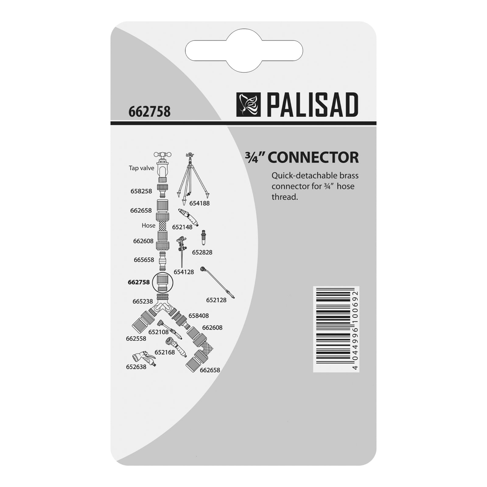 Съединител, външна резба 3/4", месингов Palisad