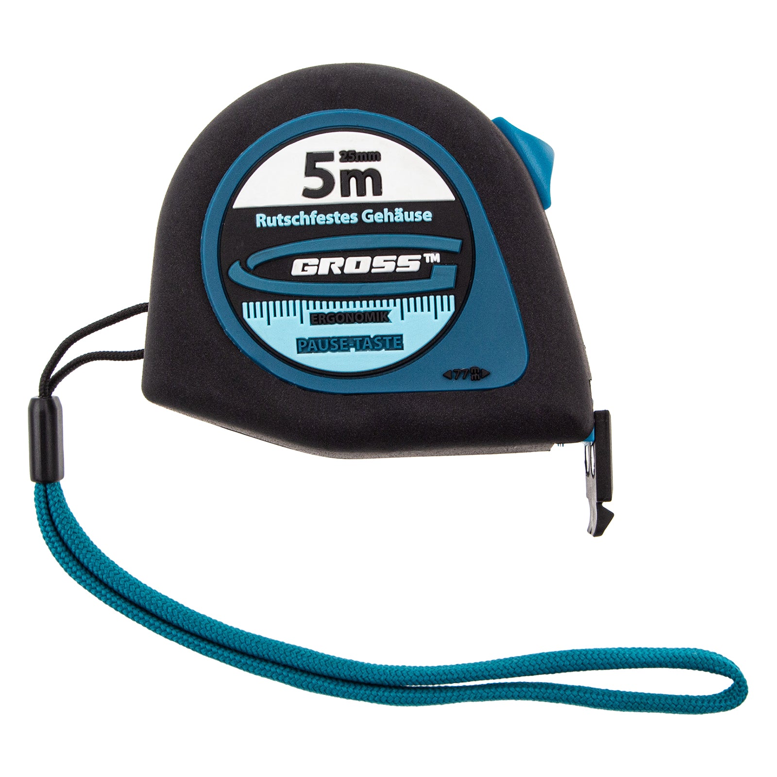 Ролетка Ergonomisch,  5 м х 25 мм, магнитен гумиран накрайник GROSS