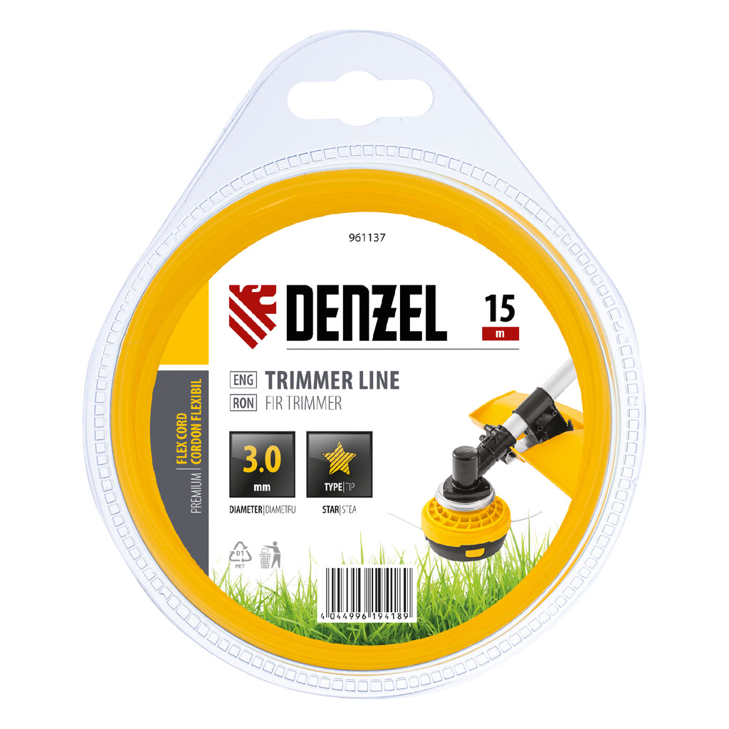 Корда за тример, звезда, 3,0 мм х 15 м, FLEX CORD DENZEL