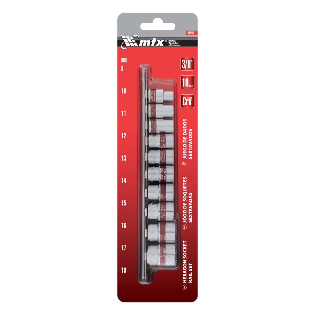 К-т вложки,  3/8",  6-стенни, 10 бр., 8-19 мм MTX