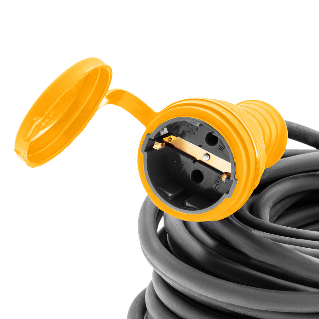 Удължител захранващ, 10m, 1 гнездо, IP44, H05RR-F, 3G*1.5mm, 16A// Denzel