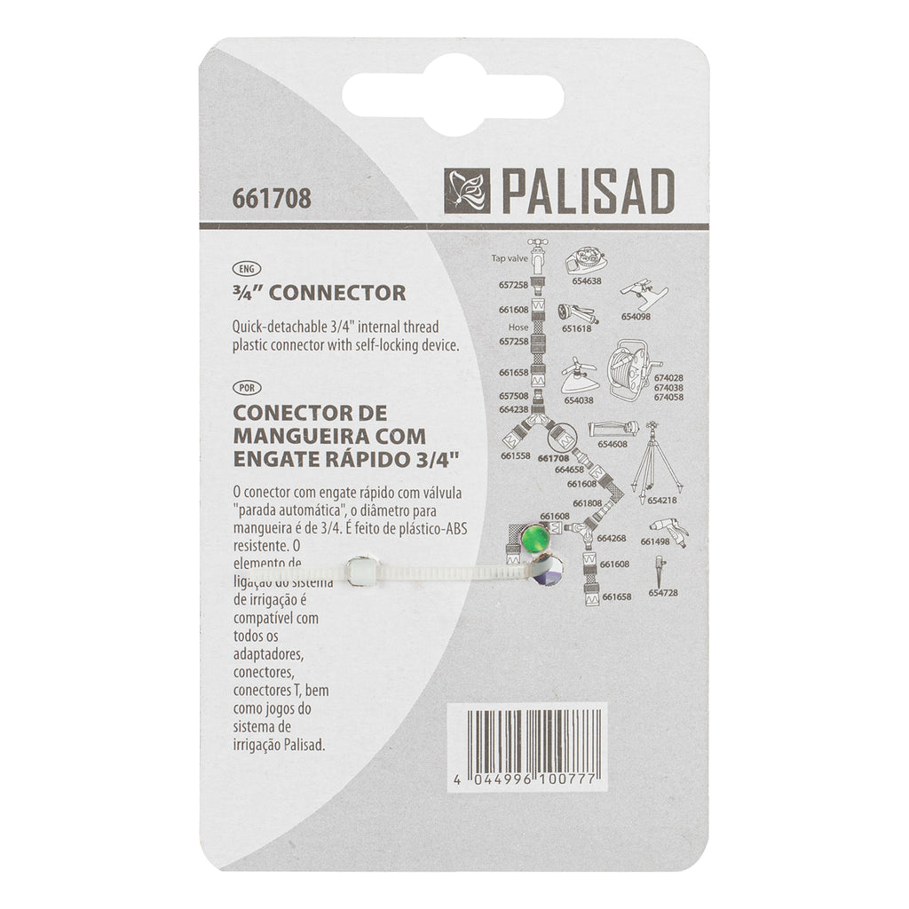 Съединител, вътрешна резба 3/4", аквастоп, пластмасов Palisad