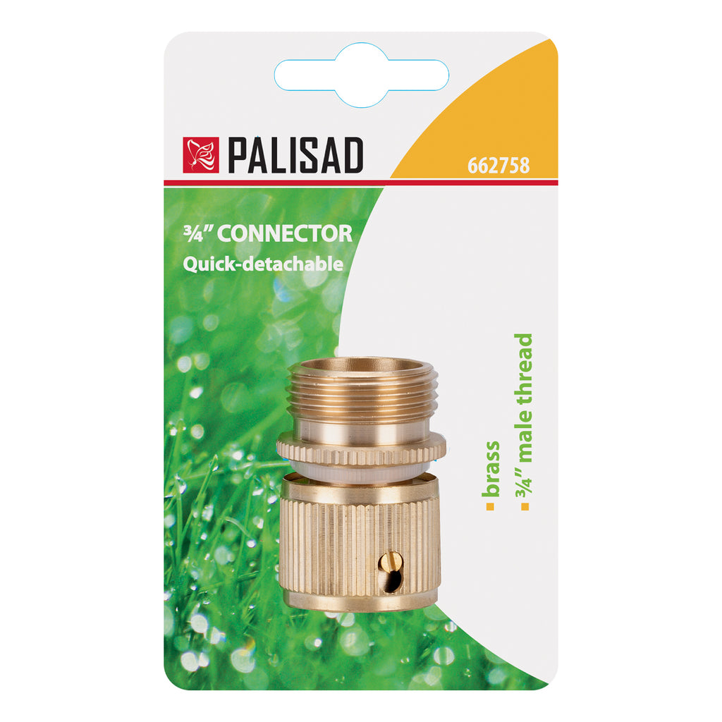 Съединител, външна резба 3/4", месингов Palisad
