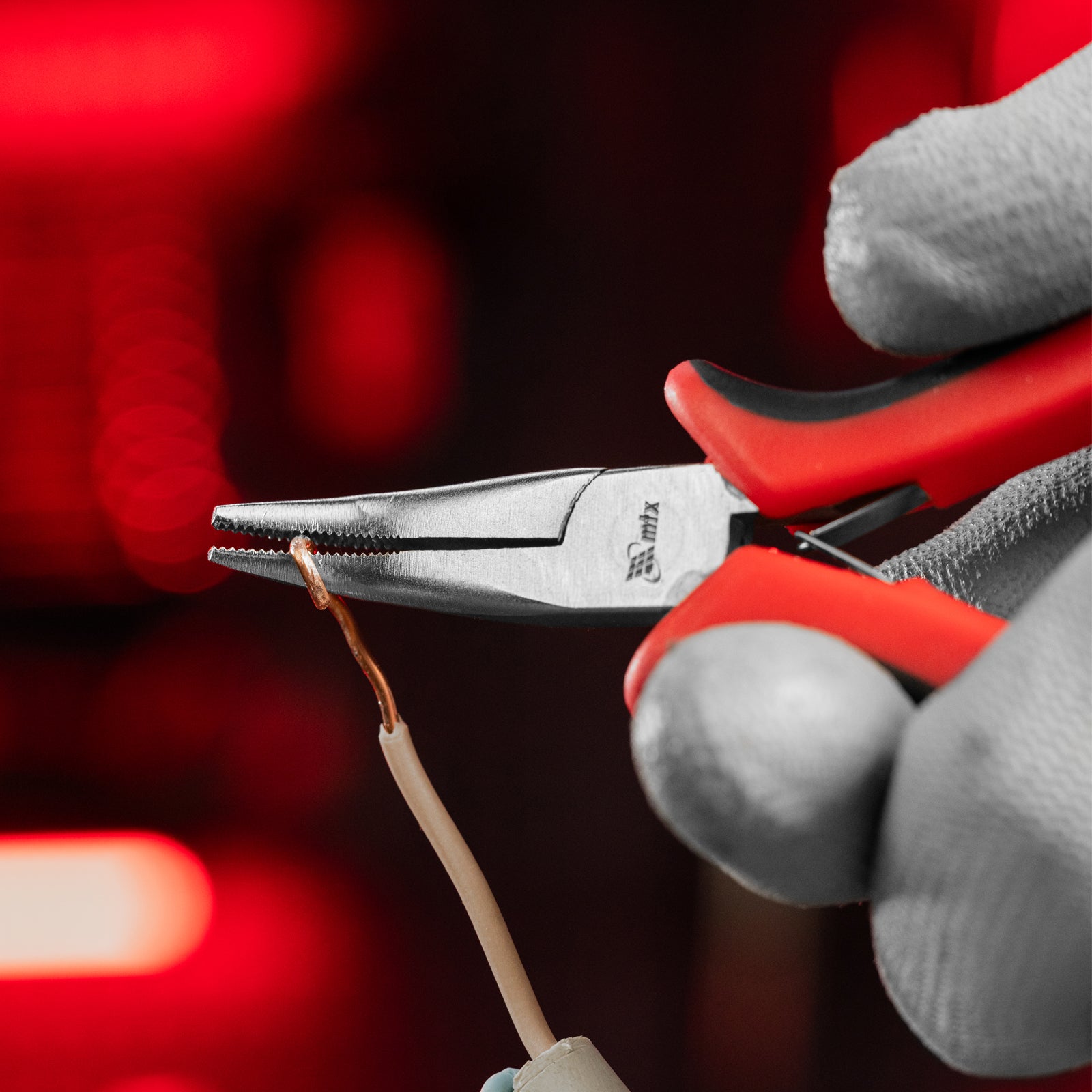 Клещи с удължени полукръгли извити челюсти Mini, 130 мм, никелирани, двукомпонентни дръжки MTX