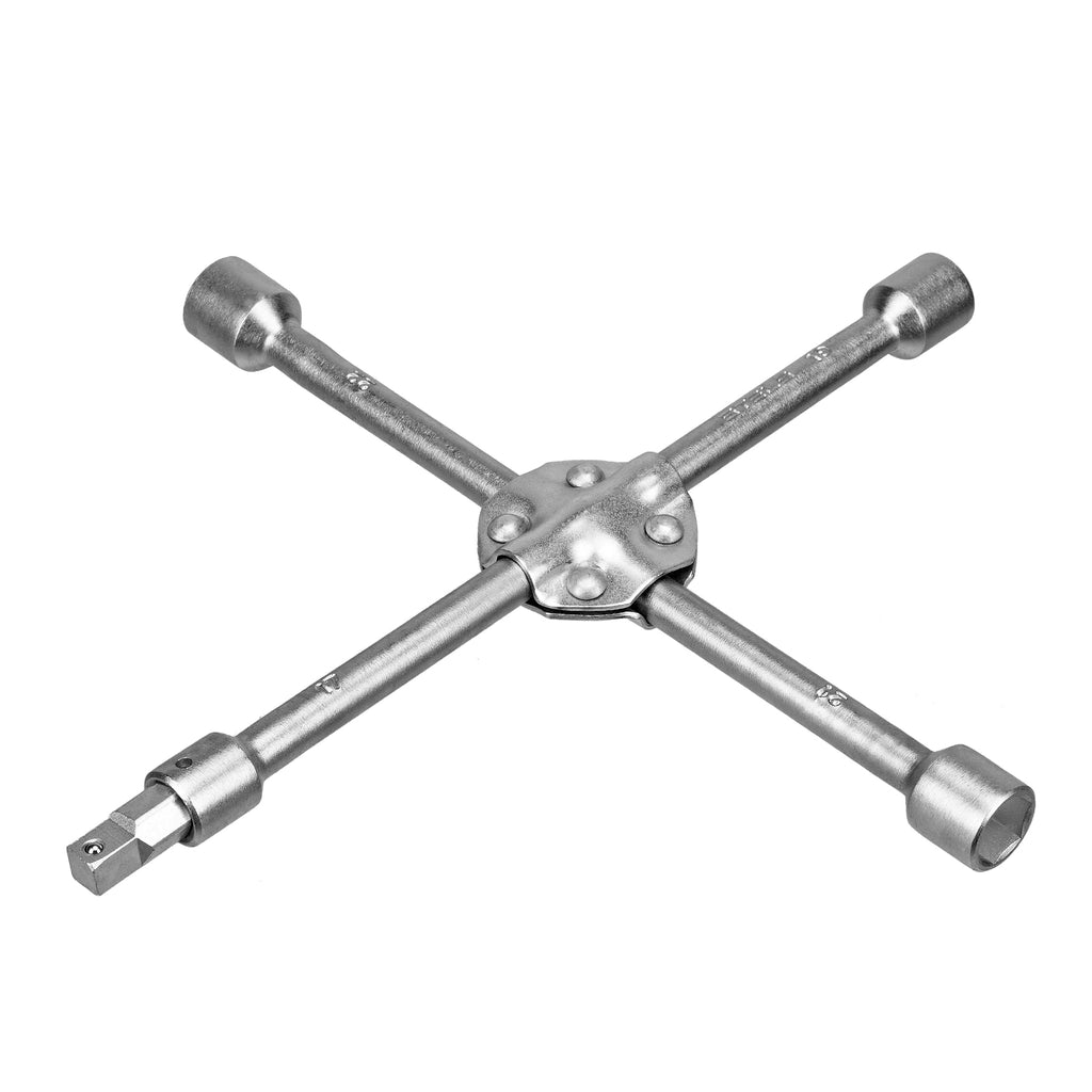Ключ за джанти, кръстат, 17 х 19 х 21 х 22 мм, усилен, с преходник 1/2"  STELS