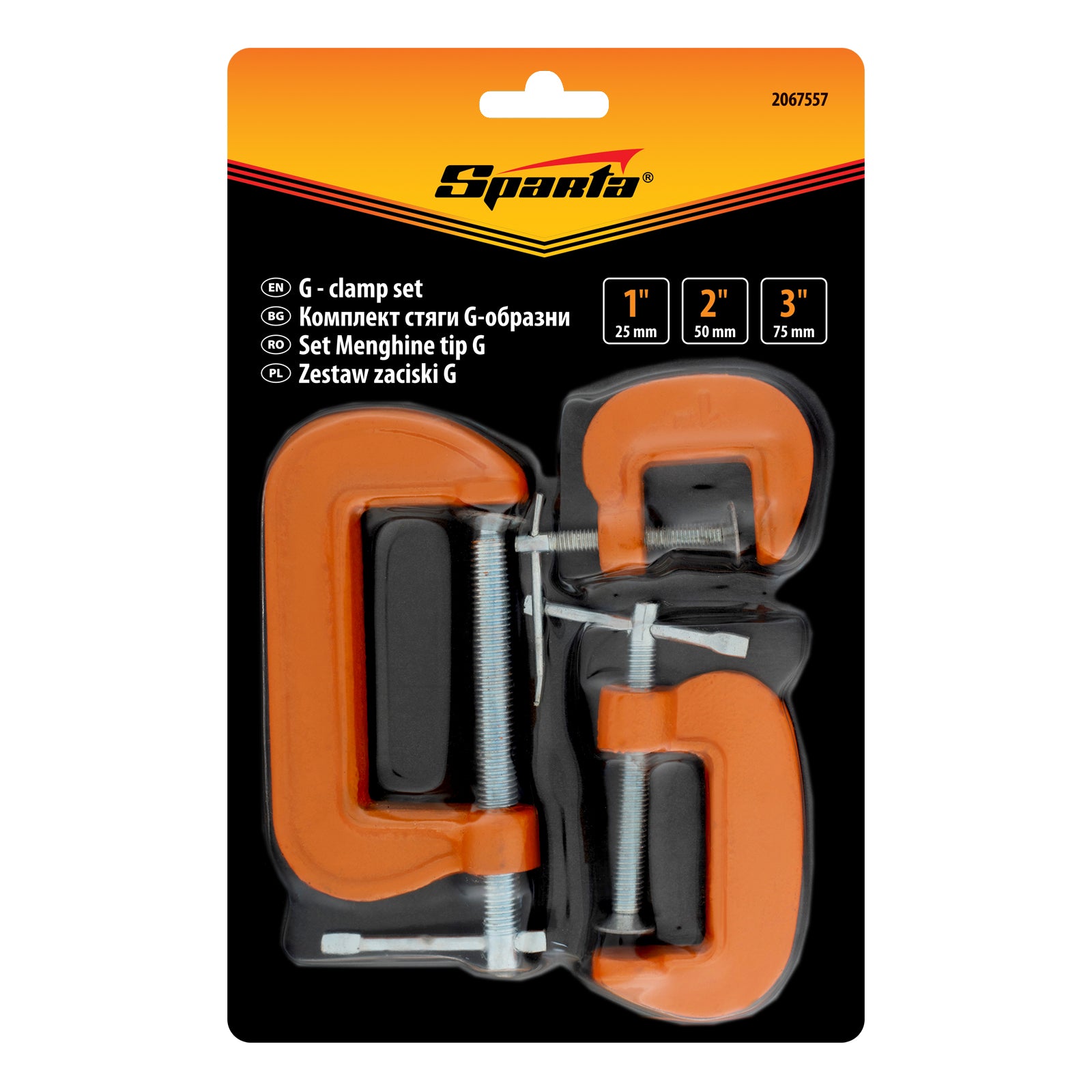 Стяги G-образни, К-т, 3 бр., 25-50-75 мм SPARTA
