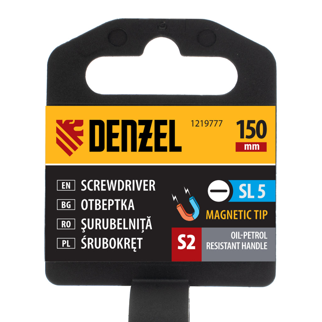 Отвертка SL5х150, S2, трикомпонентна дръжка DENZEL