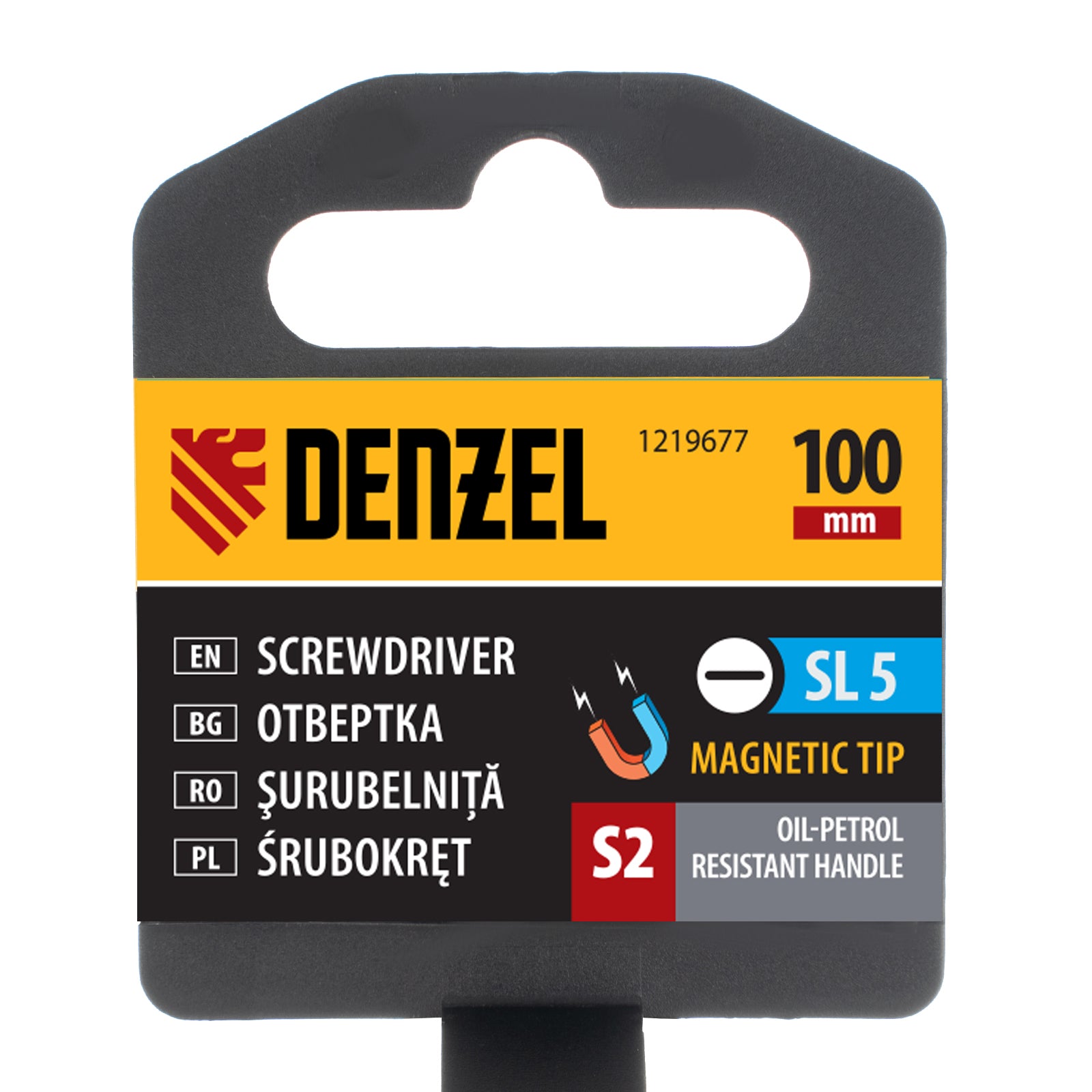 Отвертка SL5х100, S2, трикомпонентна дръжка DENZEL