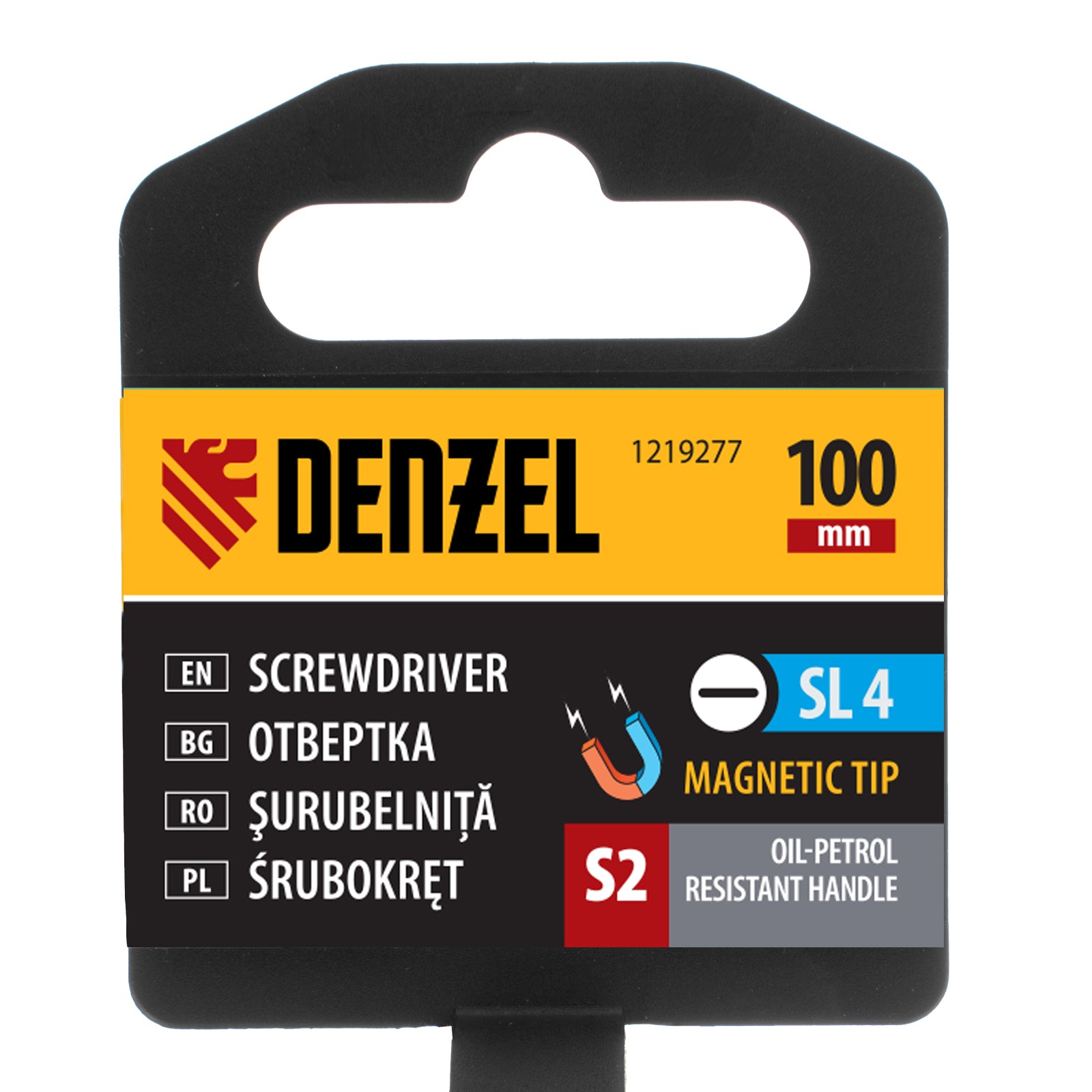 Отвертка SL4х100, S2, трикомпонентна дръжка DENZEL