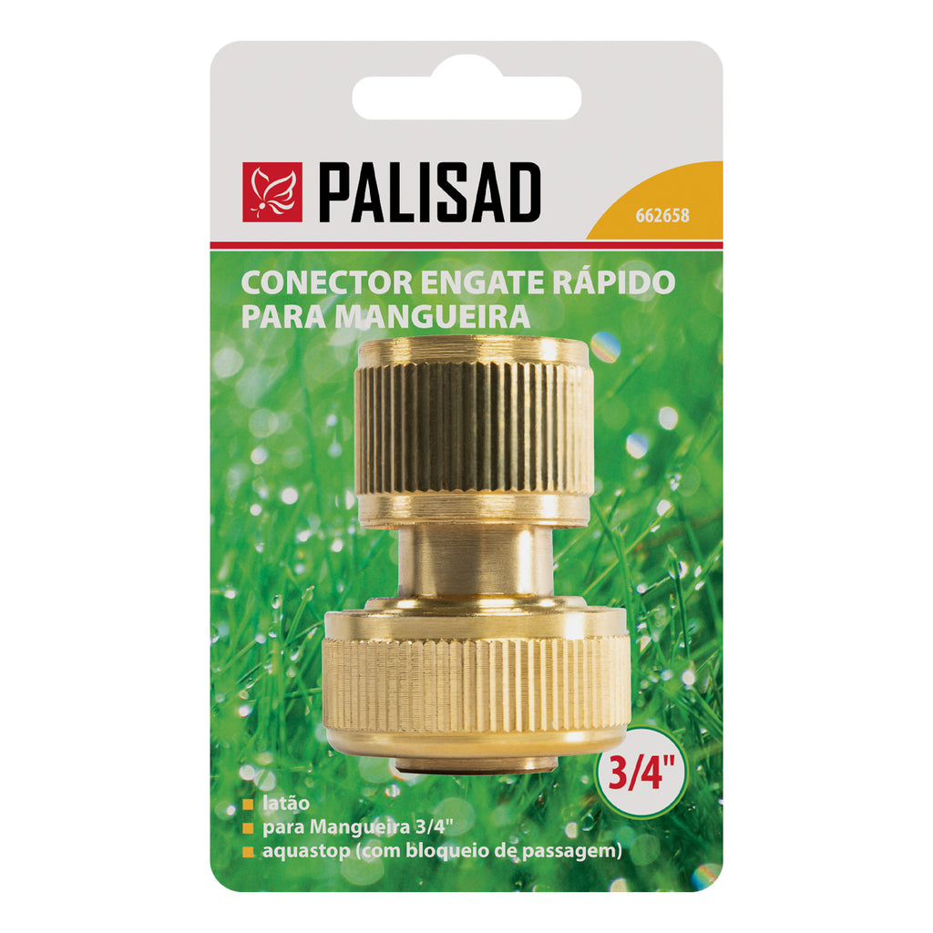 Съединител за маркуч, бърза връзка 3/4", аквастоп, месингов Palisad