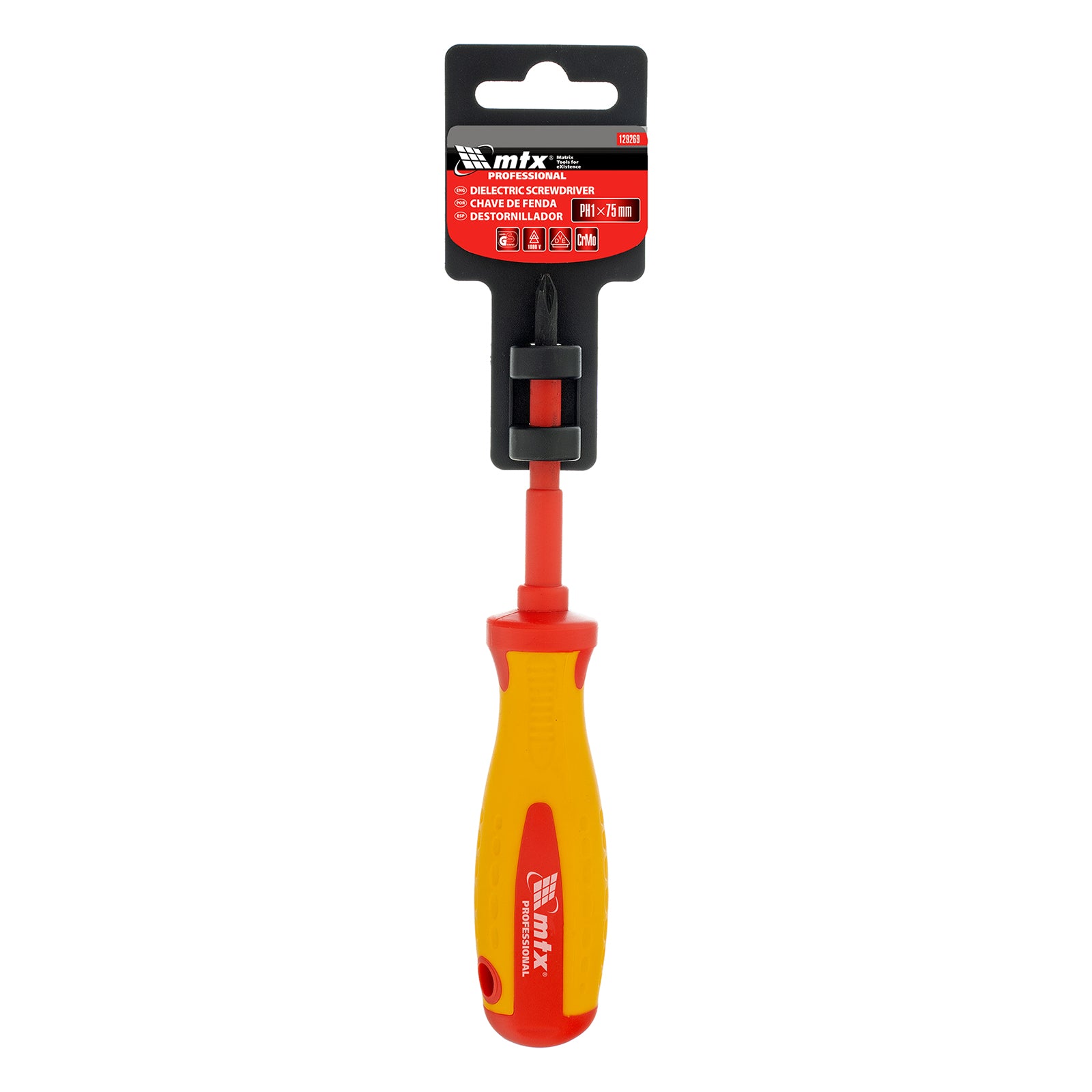 Отвертка Insulated, PH1 х 75 мм, CrMo, до 1000 V, двукомпонентна дръжка MTX