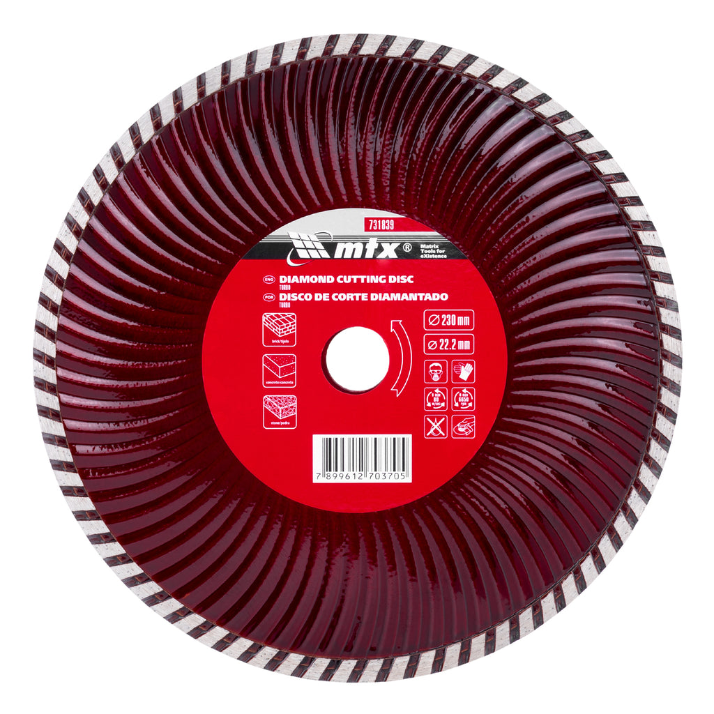 Диск диамантен за сухо рязане Turbo, 230 х 22,2 мм MTX