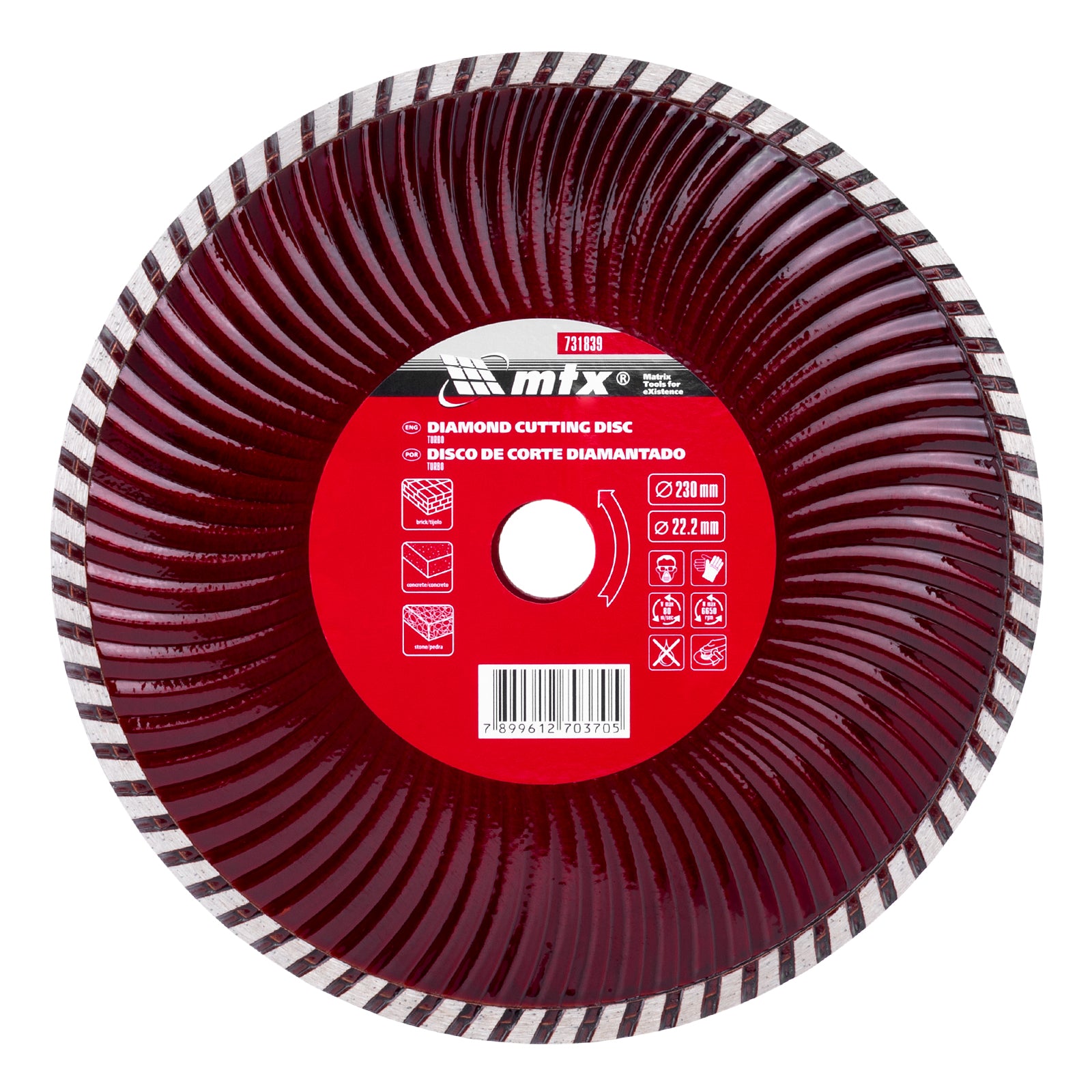 Диск диамантен за сухо рязане Turbo, 230 х 22,2 мм MTX