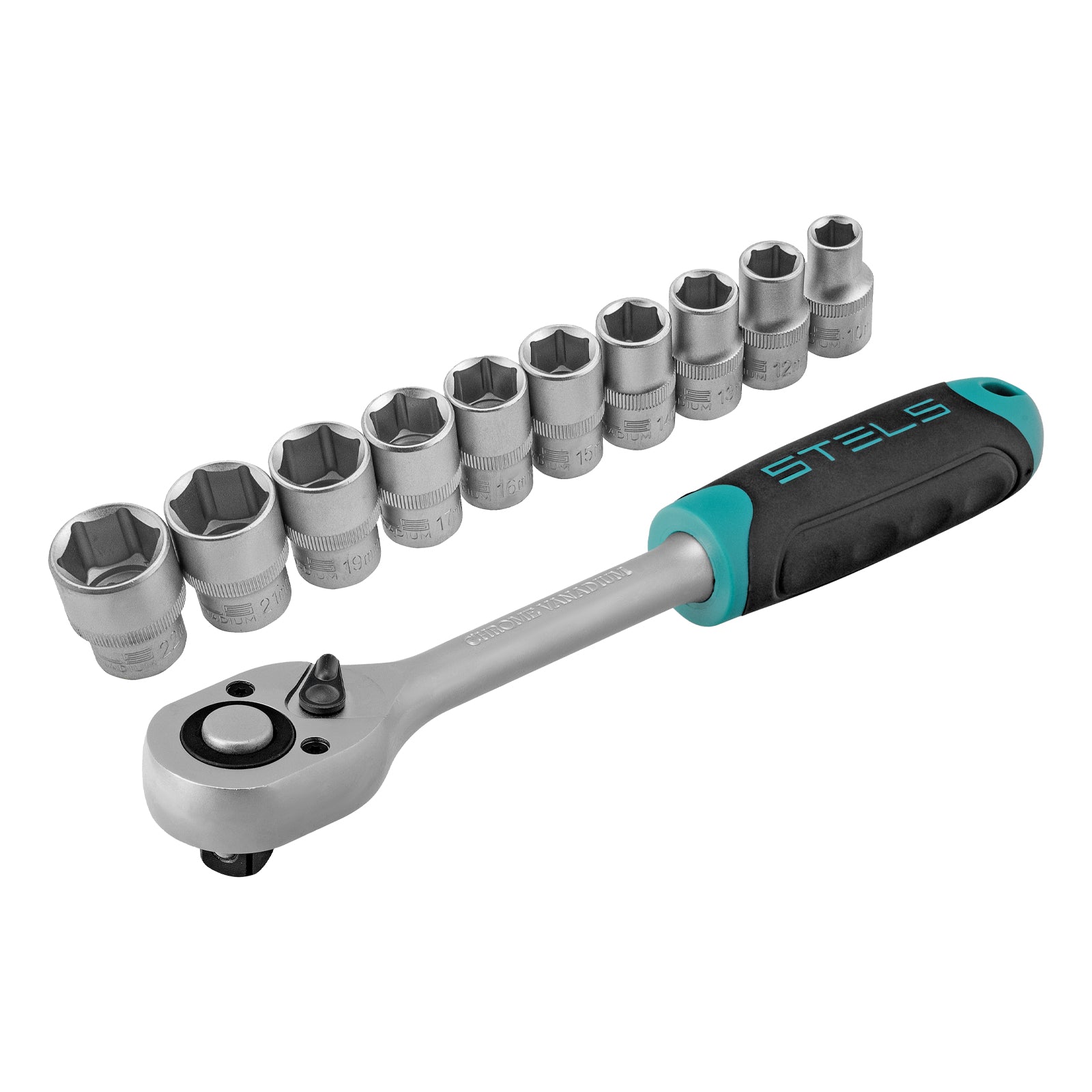 К-т вложки,  1/2", 10 - 22 мм, с тресчотка, CrV, 11 части  STELS