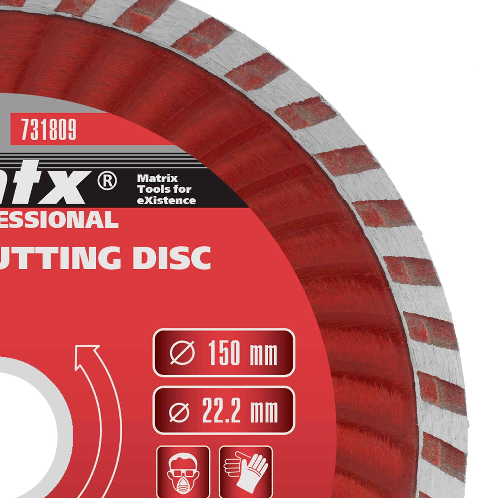 Диск диамантен за сухо рязане Turbo, 150 х 22,2 mm MTX