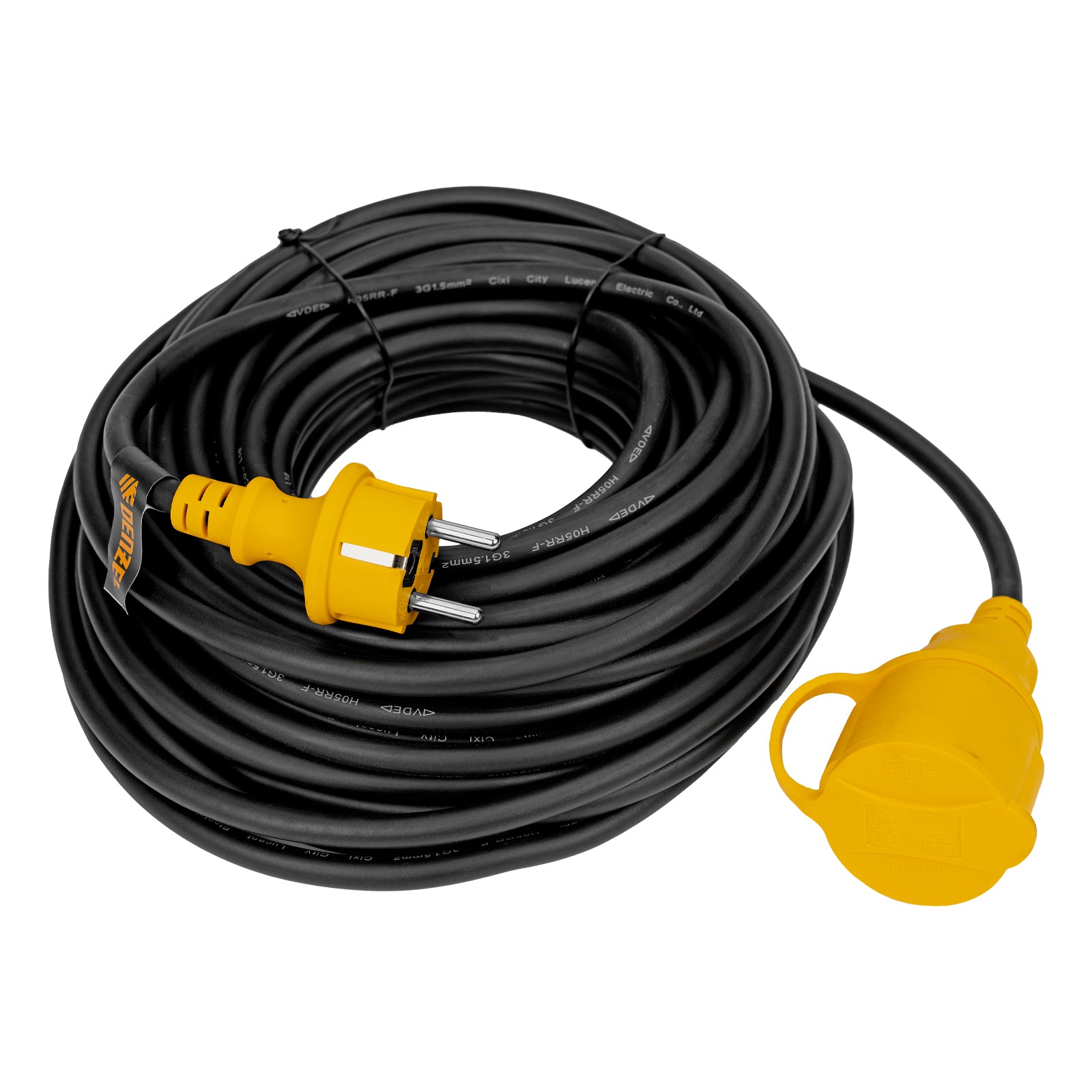 Удължител захранващ, 20m, 1 гнездо, IP44, H05RR-F, 3G*1.5mm, 16A// Denzel