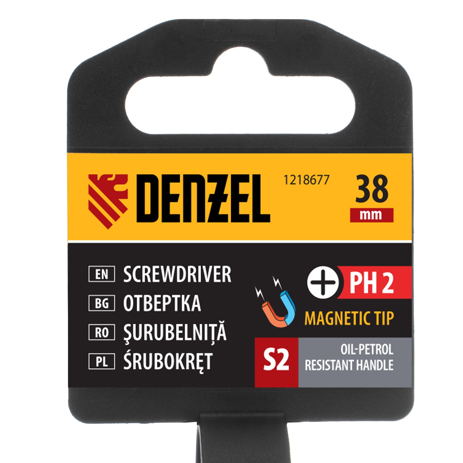 Отвертка PH2х38, S2, трикомпонентна дръжка DENZEL