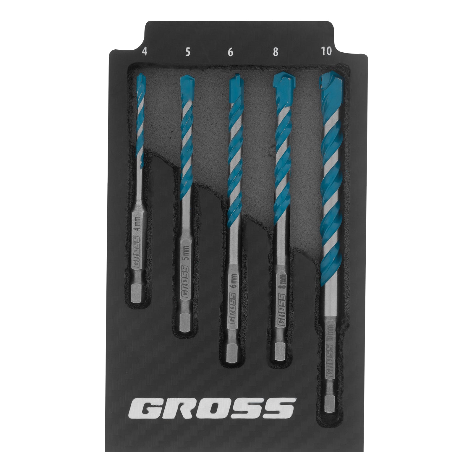 К-т свредла универсални, Multipurpose PRO, шестостенна опашка, 4-10 мм, 5 бр Gross