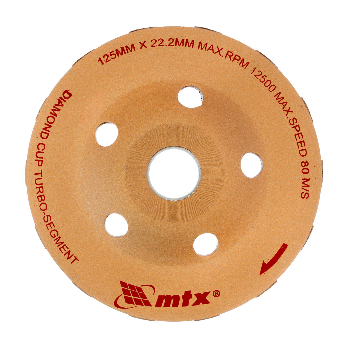 Диск диамантен за шлайфане, чашкообразен, 125 мм, Turbo MTX