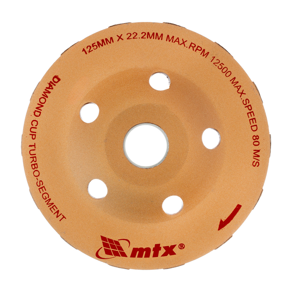 Диск диамантен за шлайфане, чашкообразен, 125 мм, Turbo MTX