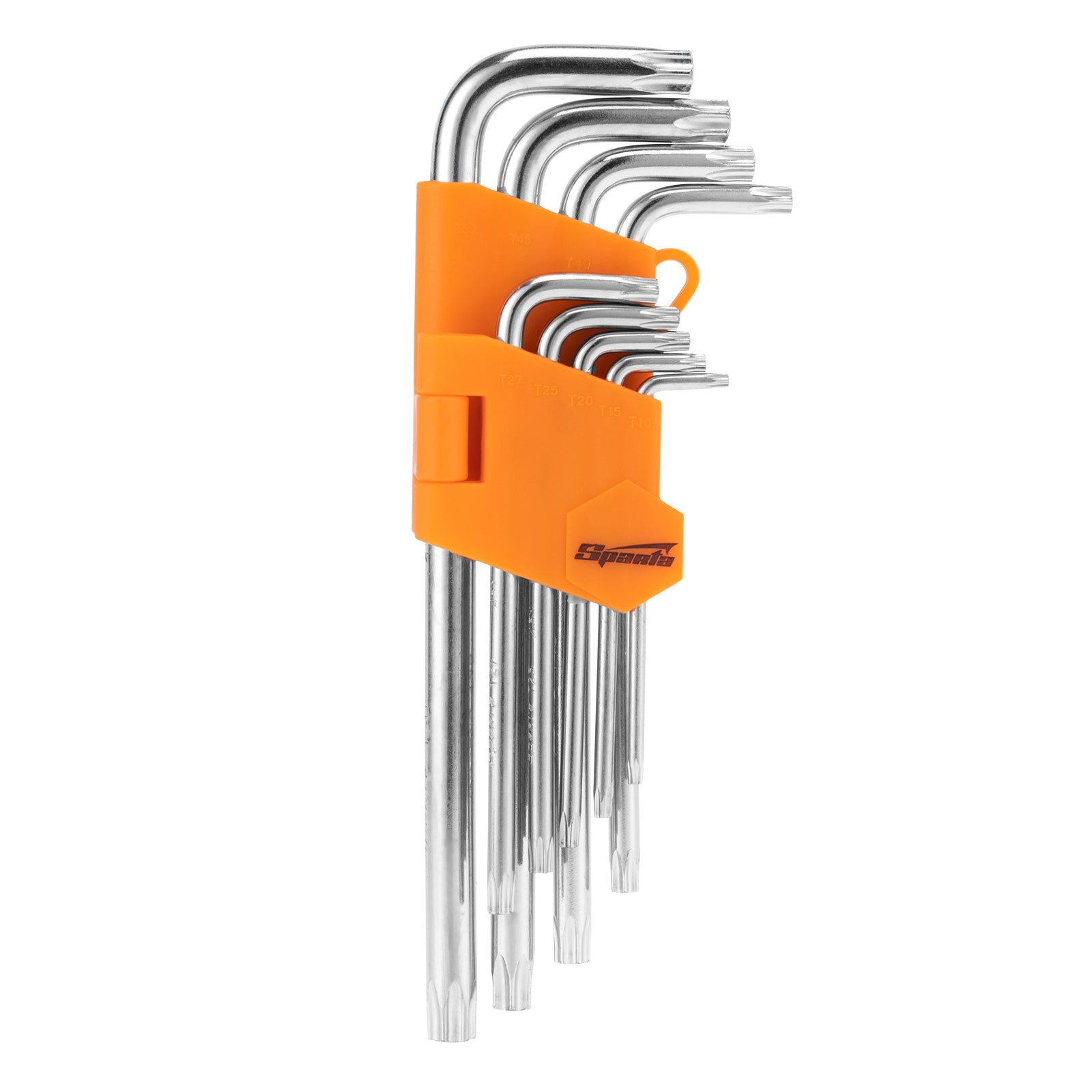 К-т ключове имбусни Tamper-Torx, 9 бр., TT10-TT50, 45x, закален, дълги, никелирани SPARTA