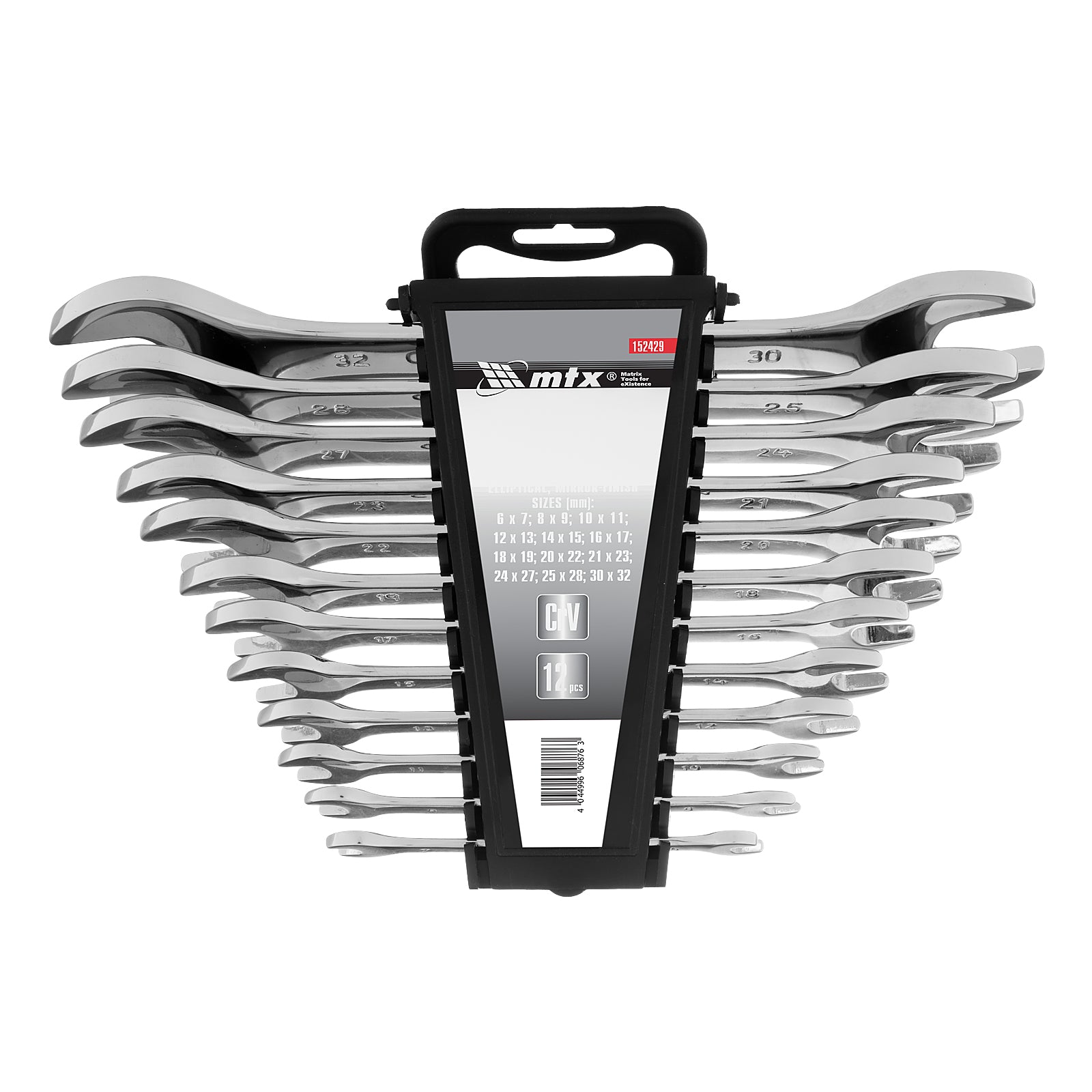 К-т ключове гаечни, 6-32 мм, 12 бр., CrV, Elliptical, полирани MTX