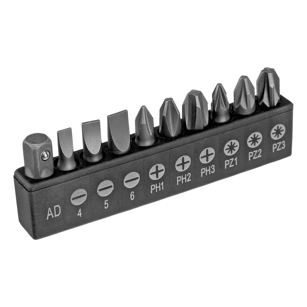 Отвертка реверсивна, К-т битове и вложки, CrV, 16 части, 1/4" MTX