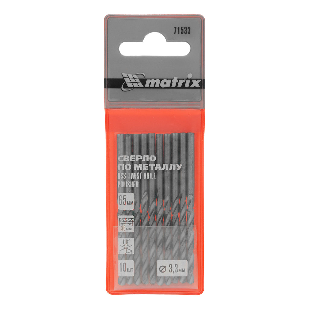 Свредло за метал, 3,3 mm, полирано, 10 бр. цилиндрична опашка MTX