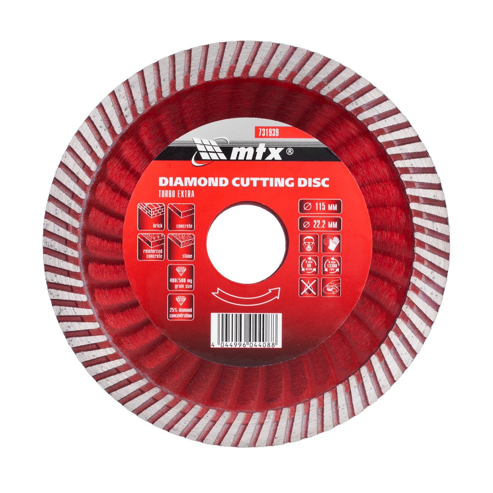 Диск диамантен за сухо рязане Turbo Extra, 115 х 22,2 мм MTX