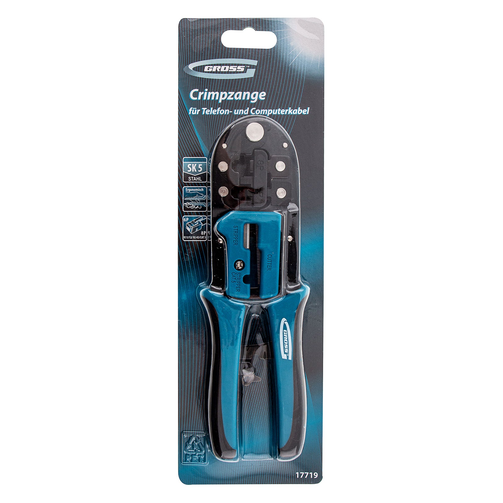 Клещи кримпващи за телефонни и компютърни конектори RJ45, 8P и RJ11/12, 6P Gross