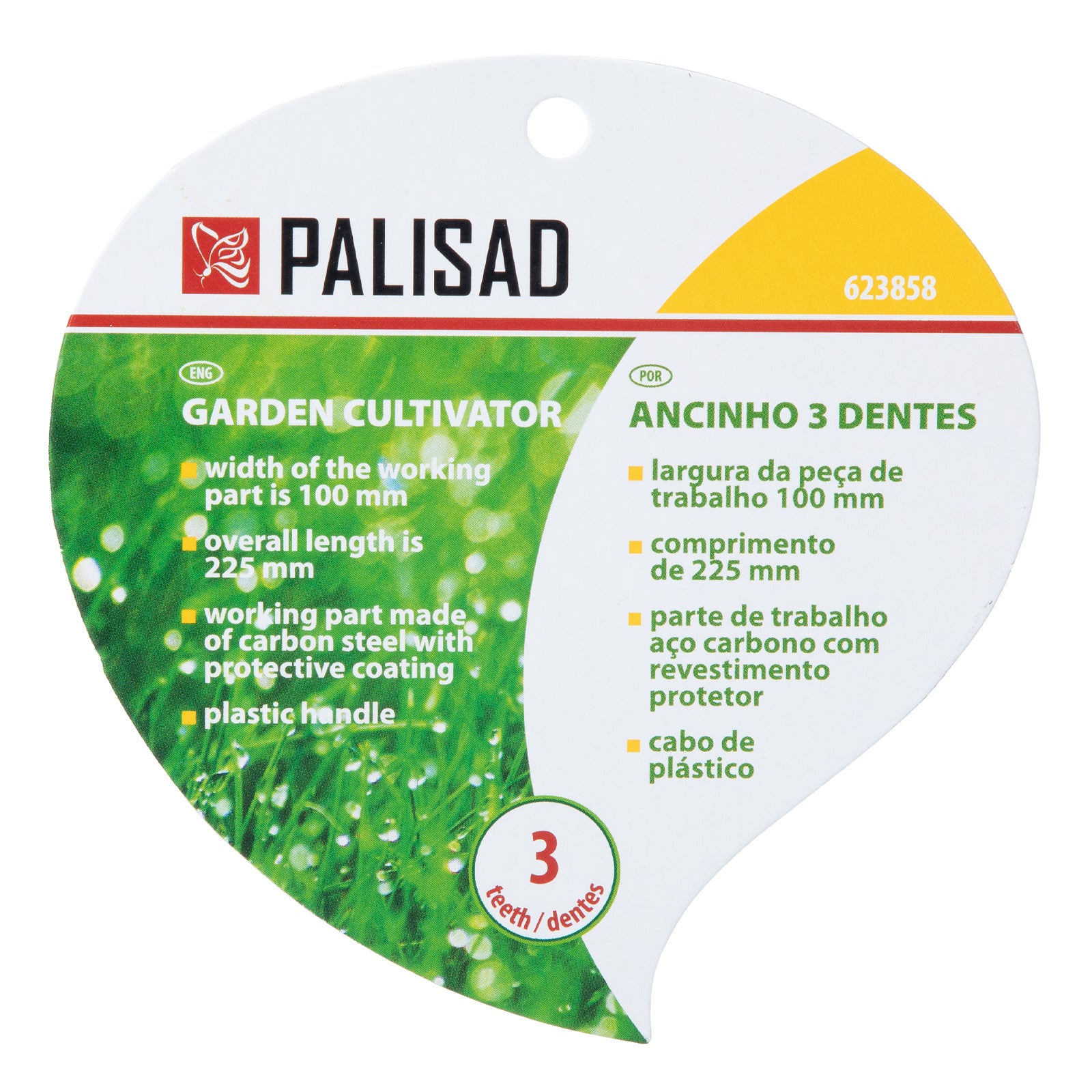 Разрохвател, 3 зъба, защитно покритие, пластмасова дръжка Palisad