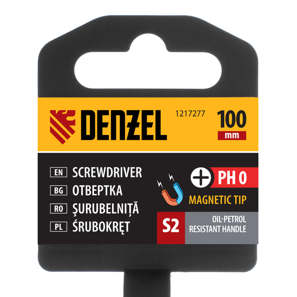 Отвертка PH0х100, S2, трикомпонентна дръжка DENZEL