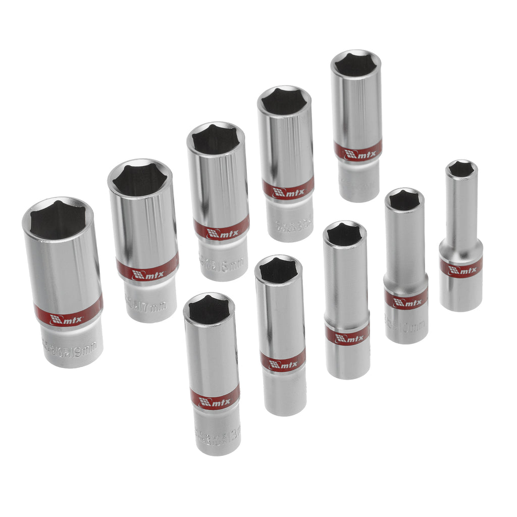 К-т вложки удължени, 3/8", 6-стенни, 10 бр., CrV, 8-19 мм MTX