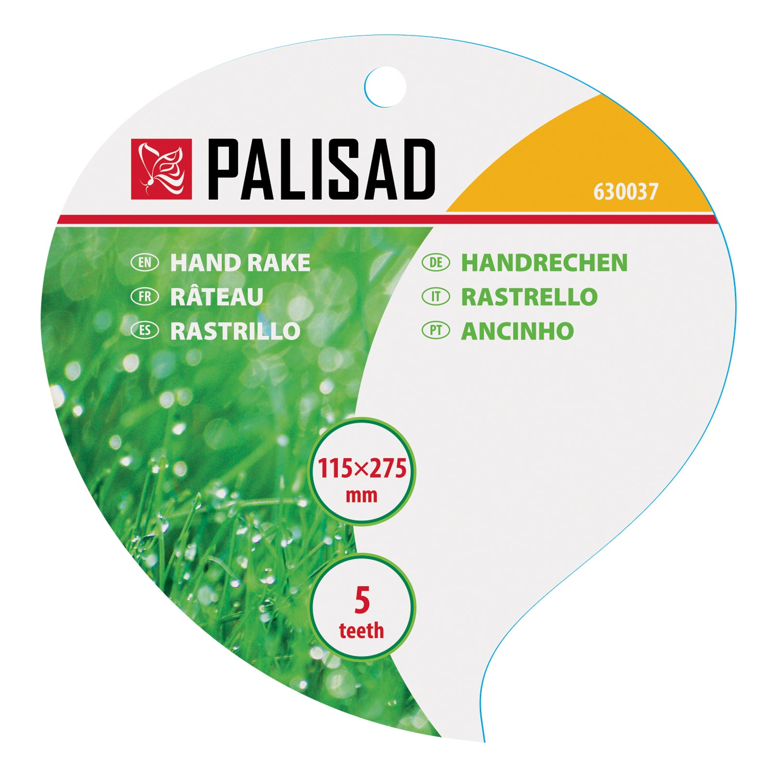 Гребло с 5 зъба, 115х275 мм, стоманено, пластмасова дръжка Palisad