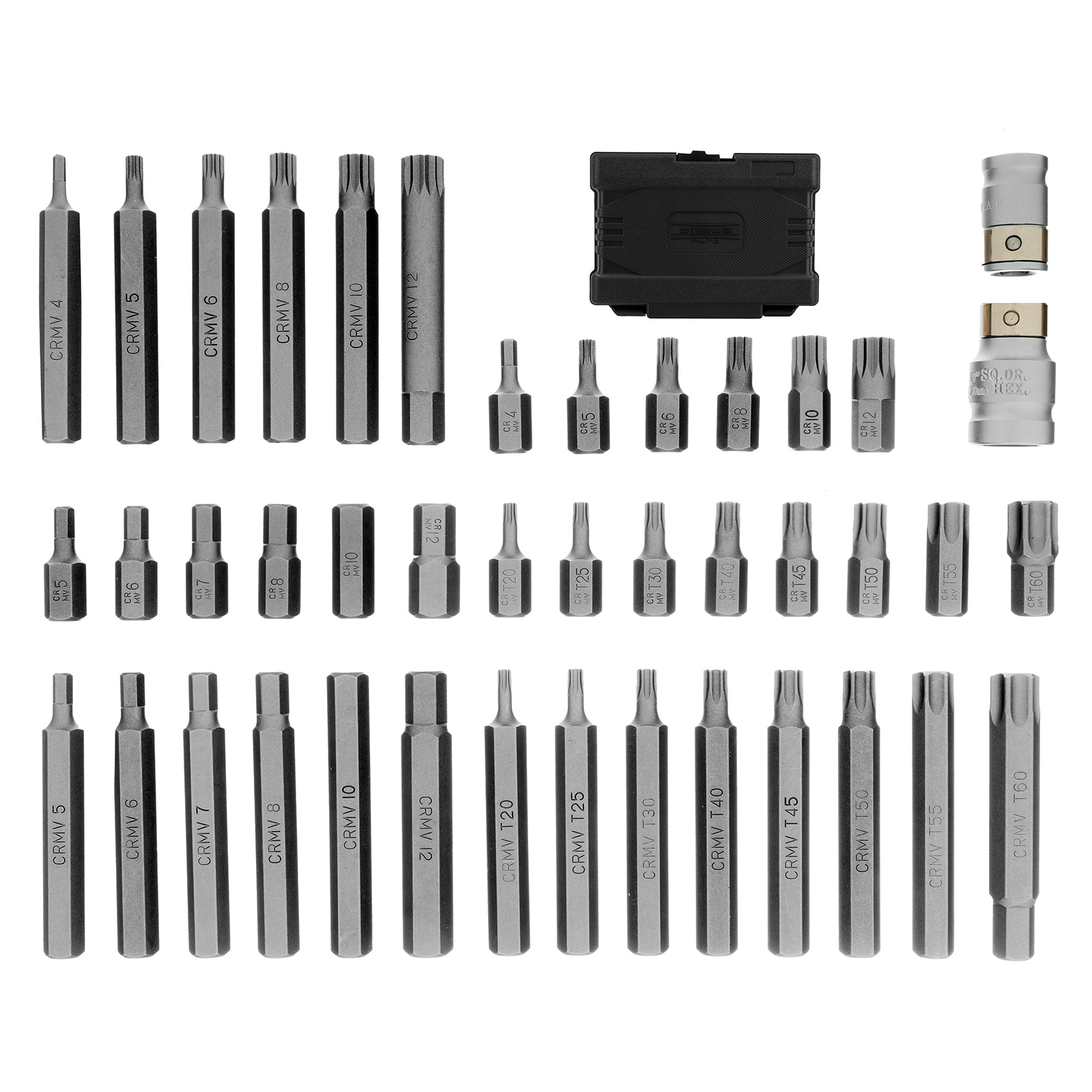 К-т битове HEX, TORX, SPLINE, шестостенна опашка 3/8",CrV, 42 бр.  STELS