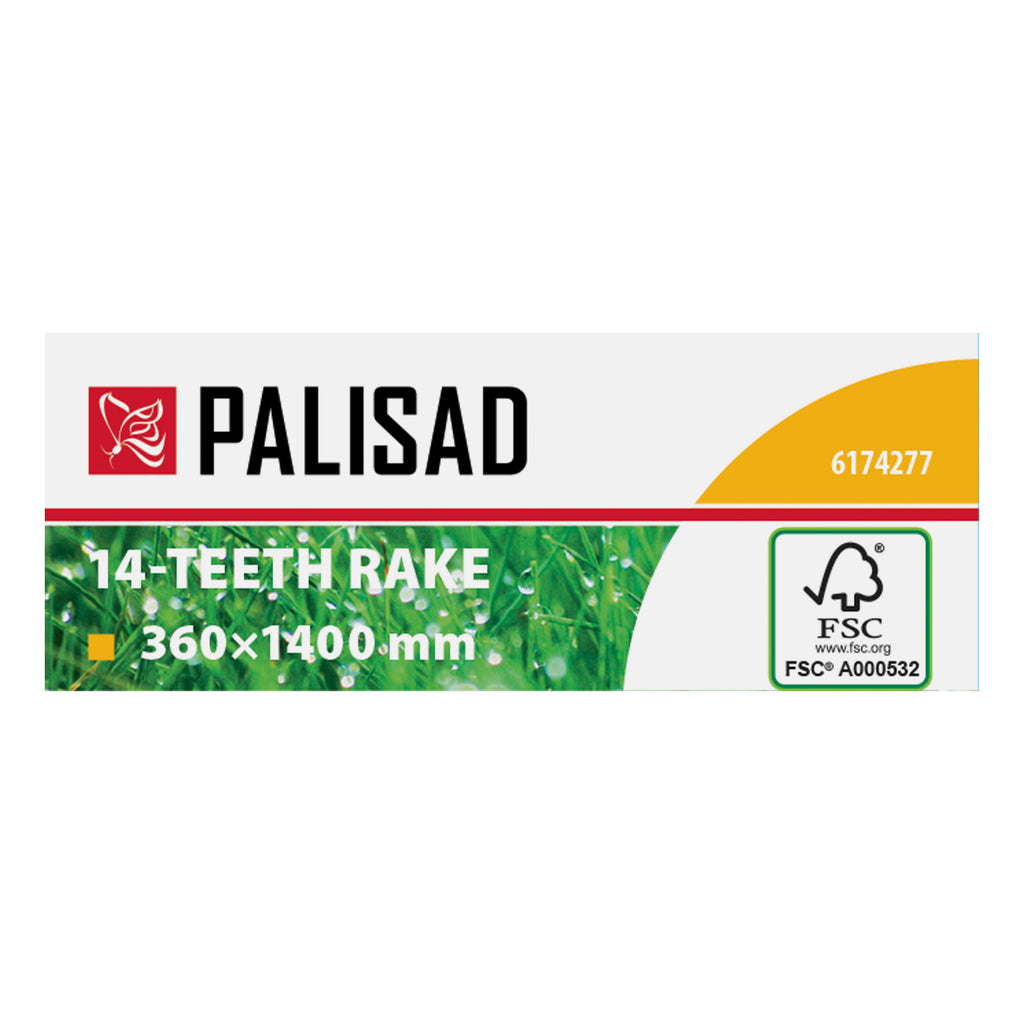 Гребло за листа, 14 зъба,  дървена дръжка FSC, регулируемо PALISAD