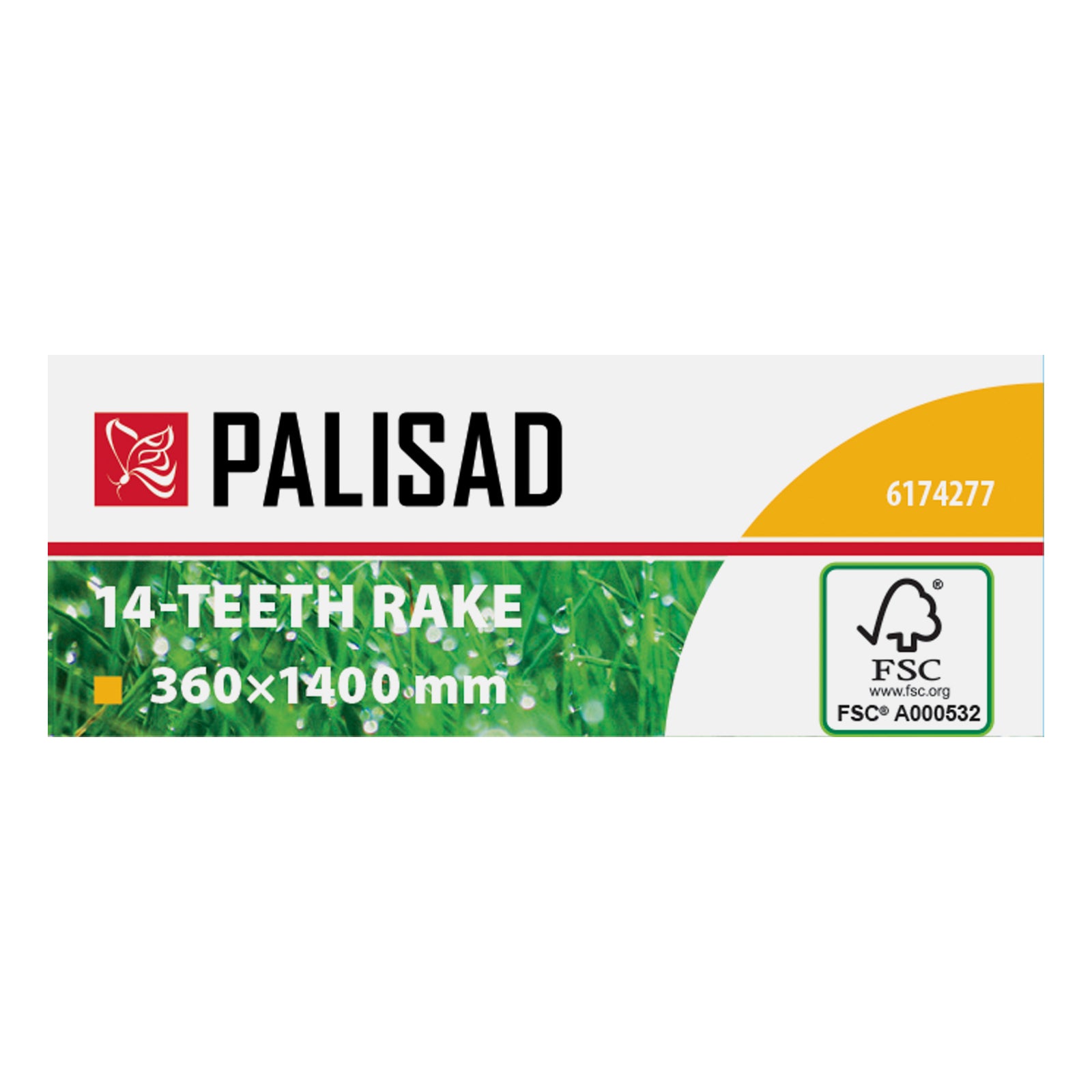 Гребло за листа, 14 зъба,  дървена дръжка FSC, регулируемо PALISAD