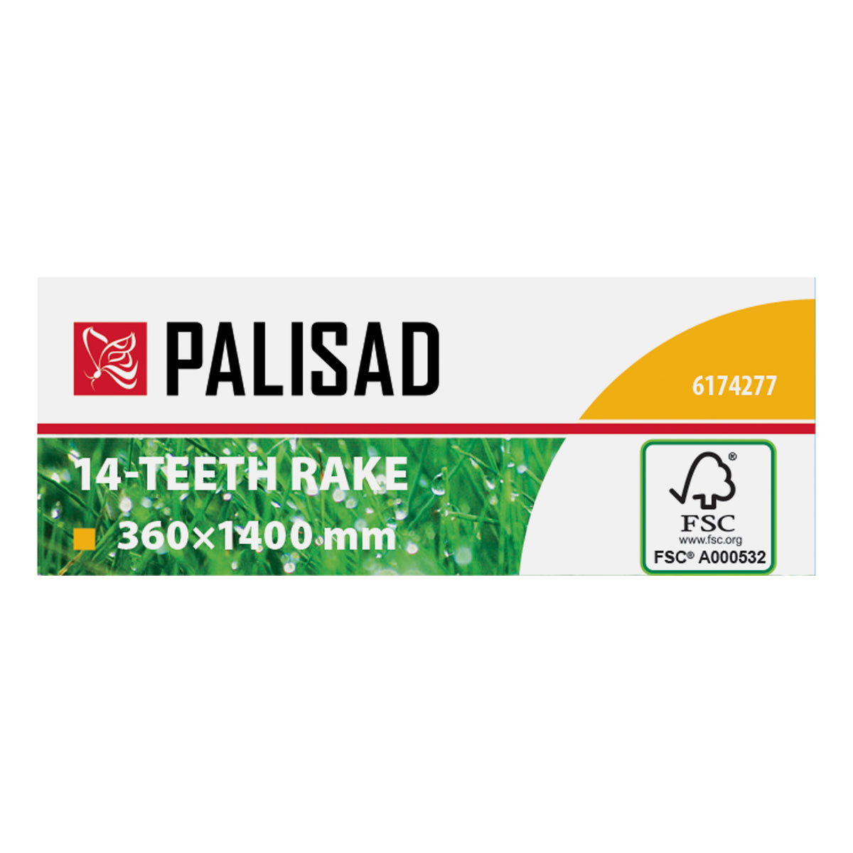 Гребло за листа, 14 зъба,  дървена дръжка FSC, регулируемо PALISAD