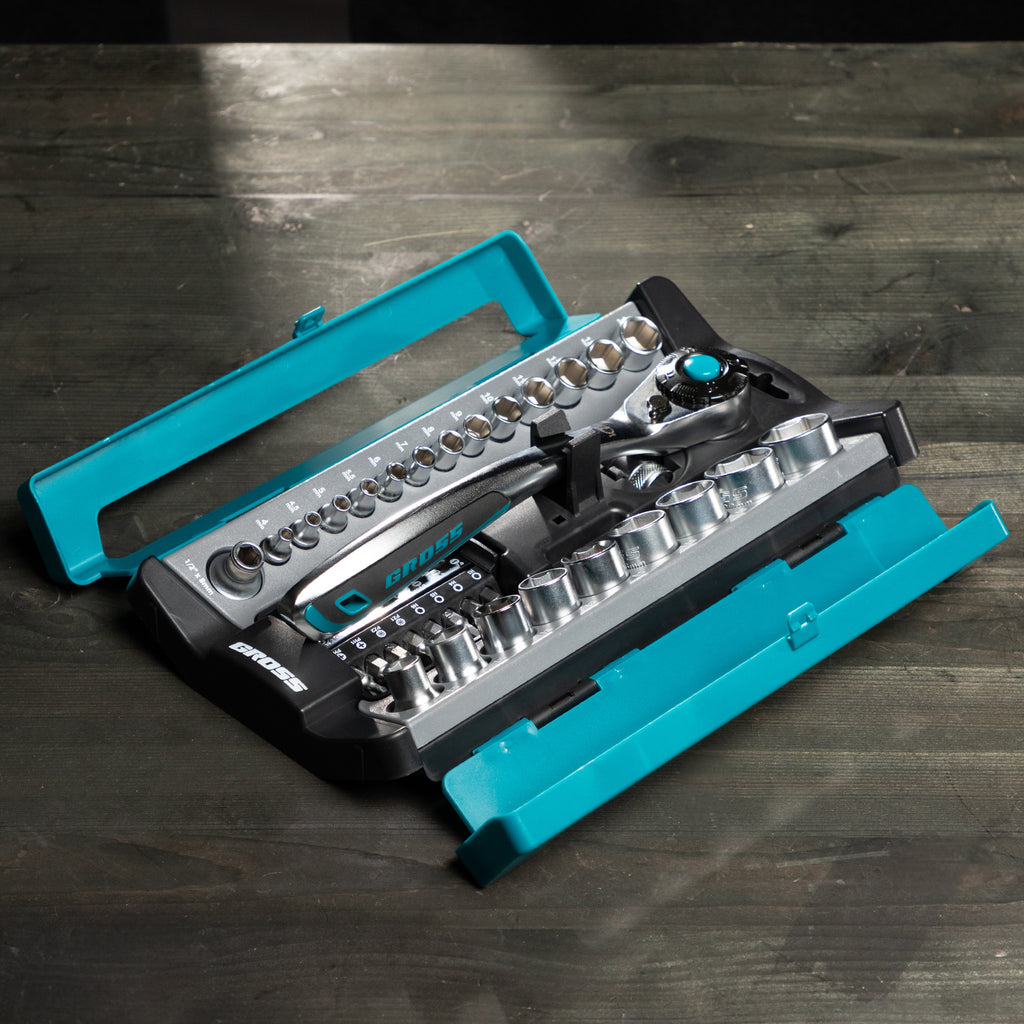 Вложки комплект, 41 бр., 1/2", 1/4", CrV, с тресчотка 120 зъба GROSS