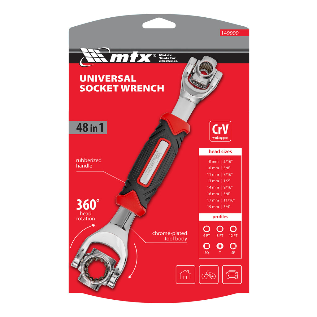 Ключ, универсален 48 в 1, CRV, 8-19 мм, Spline MTX