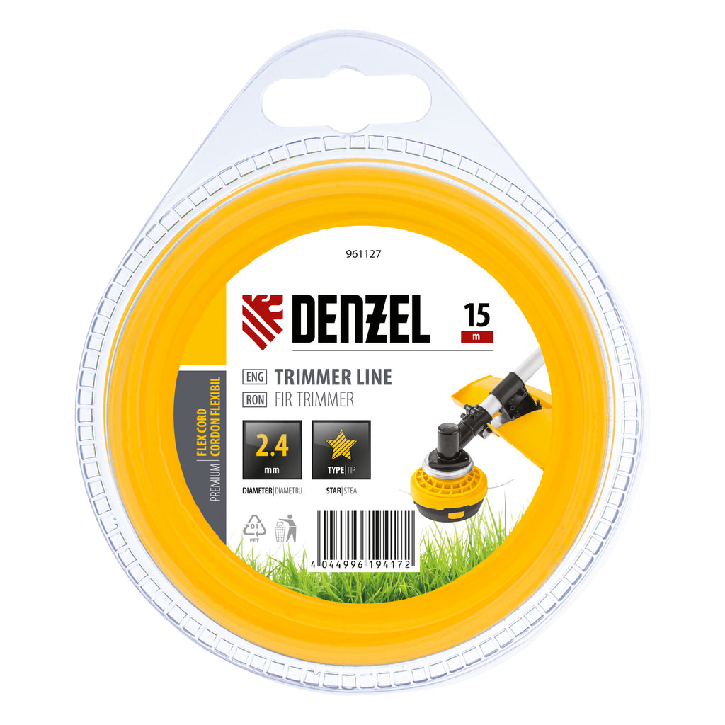 Корда за тример, звезда, 2,4 мм х 15 м, FLEX CORD DENZEL