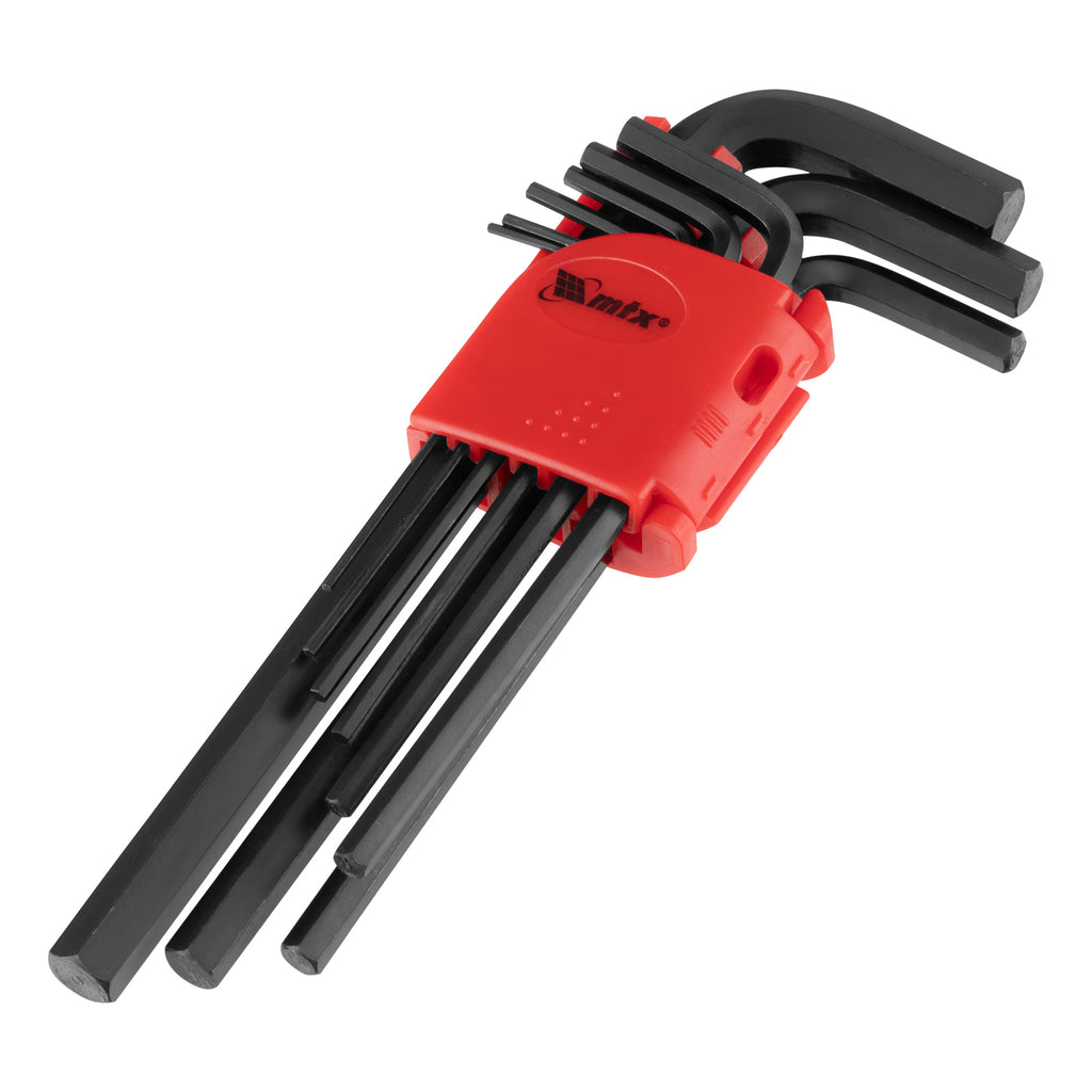 Комплект шестограми HEX 1,5–10 mm, CrV, 9 бр., оксидирани, удължени MTX