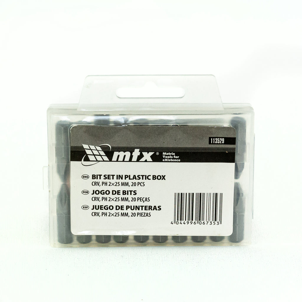 К-т битове PH2 х 25 мм, 20 бр., CRV стомана, в пластмасова кутия MTX