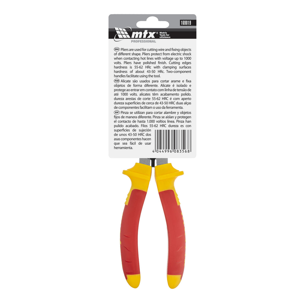 Клещи комбинирани Insulated, 160 мм, двукомпонентни дръжки MTX