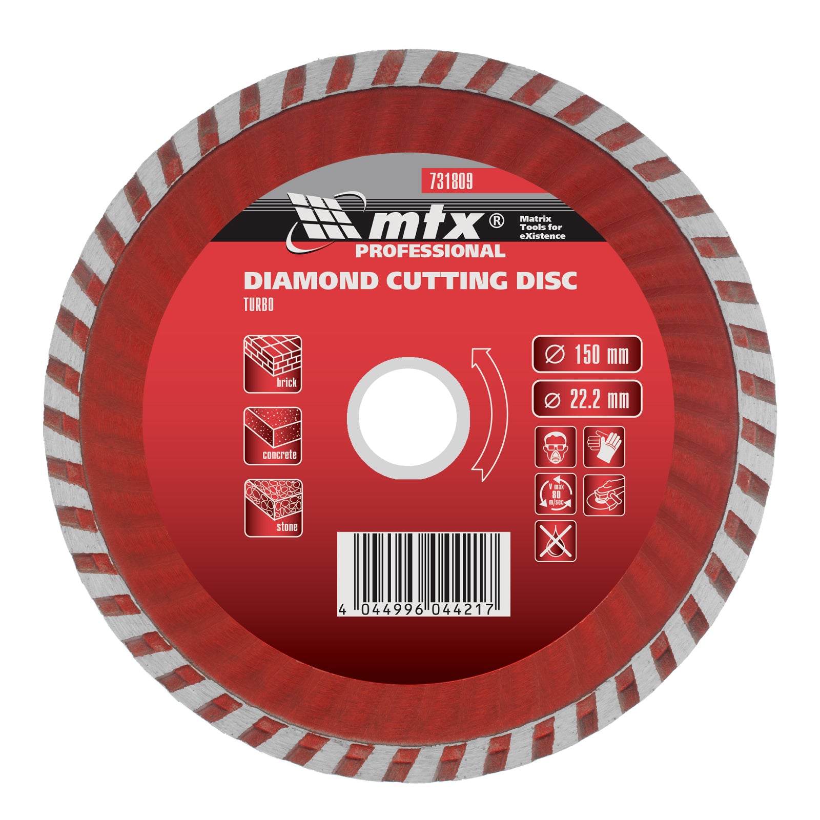 Диск диамантен за сухо рязане Turbo, 150 х 22,2 mm MTX