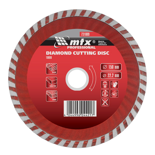 Диск диамантен за сухо рязане Turbo, 150 х 22,2 mm MTX