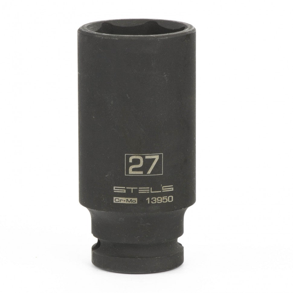 Вложка ударна, удължена, шестостенна 27 мм, 1/2", CrMo Stels
