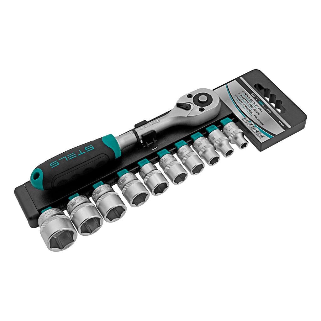 К-т вложки,  3/8", 7 - 22 мм, с тресчотка, CrV, 11 части  STELS