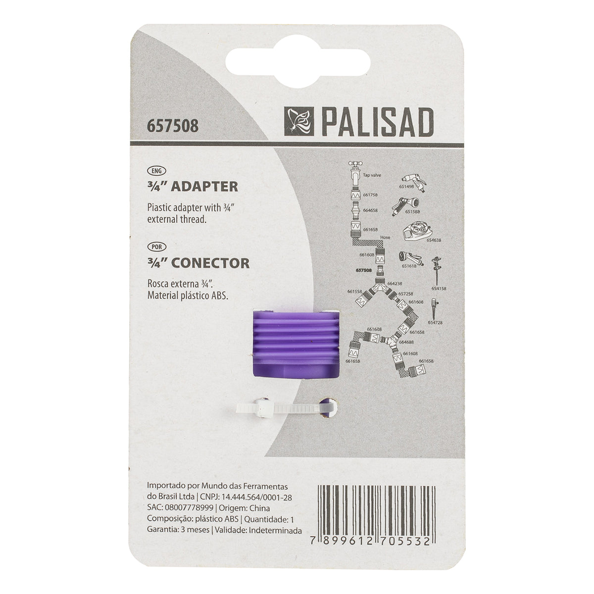 Адаптер, външна резба 3/4", пластмасов Palisad