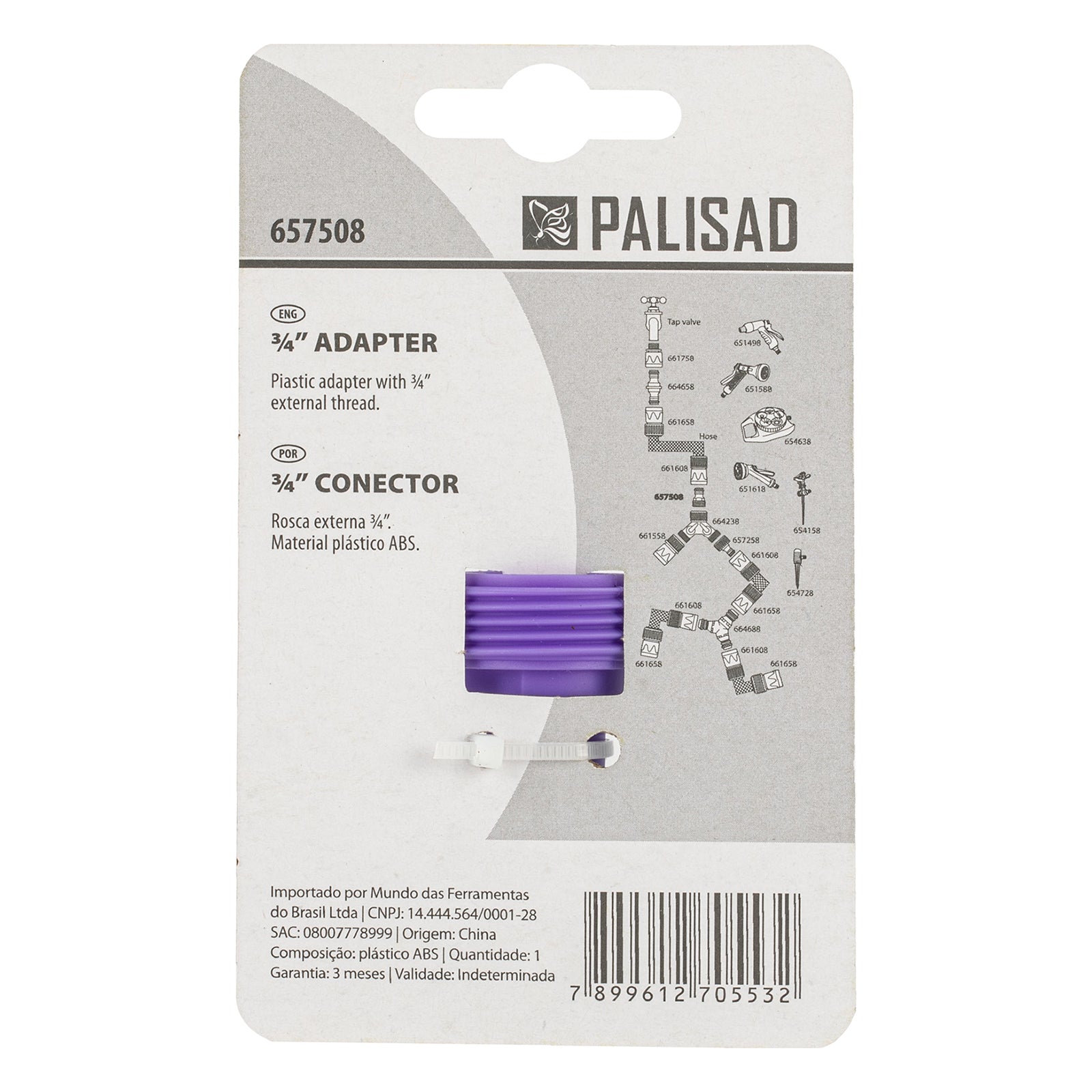 Адаптер, външна резба 3/4", пластмасов Palisad